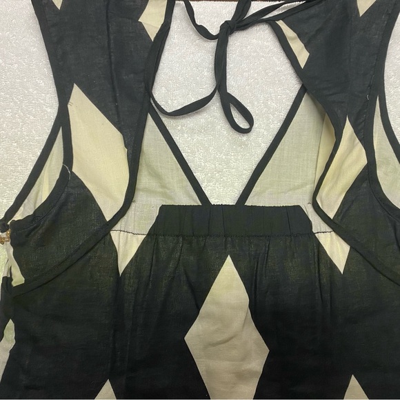 Black White Diamond A Line Harlequin Mini Dress - Picture 4 of 14